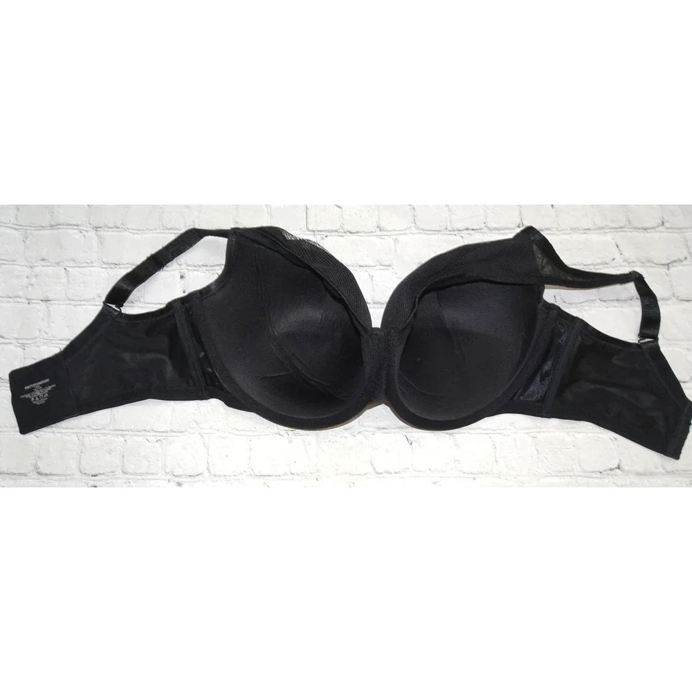 Curvy Couture Women's Plus Size Diamond Net Full Coverage Plunge Bra 38H Black - Picture 4 of 10
